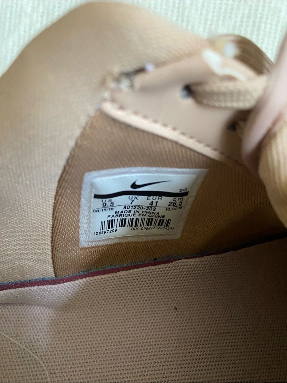 Nike Women's Air Force 1’s Beige Sneakers with Pink Midsole Accent - Picture 7 of 8